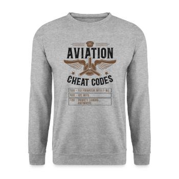 Airplane Pilot Vintage Aviation - Unisex Pullover - Weißgrau meliert - Vorne - Alina (178cm) & Michal (187cm)