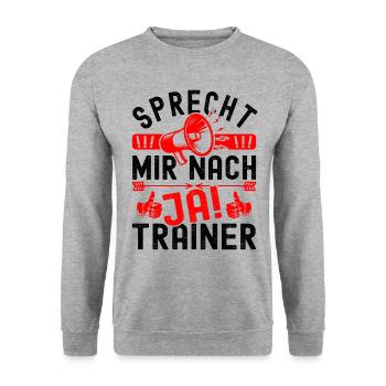 Fußballtrainer Fußball Trainer Volleyball Football - Unisex Pullover - Weißgrau meliert - Vorne - Alina (178cm) & Michal (187cm)