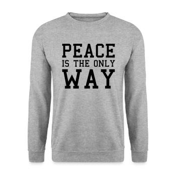 Frieden Zusammenhalt Spruch - Unisex Pullover - Weißgrau meliert - Vorne - Alina (178cm) & Michal (187cm)