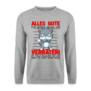 Abschied Kollege Abschiedsgeschenk Jobwechsel - Unisex Pullover - Weißgrau meliert - Vorne - Alina (178cm) & Michal (187cm)