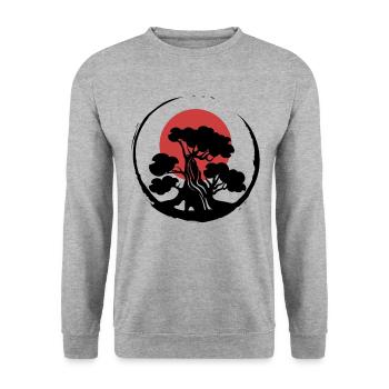 Bonsaï plante rétro Ying Yang Garden - Sweat-shirt Unisexe - gris chiné - Devant - Alina (178cm) & Michal (187cm)