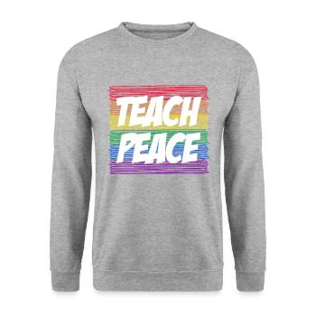 Teach Peace Educator Schwuler Lesbischer - Unisex Pullover - Weißgrau meliert - Vorne - Alina (178cm) & Michal (187cm)