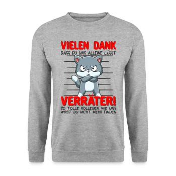 Abschied Kollege Abschiedsgeschenk Jobwechsel - Unisex Pullover - Weißgrau meliert - Vorne - Alina (178cm) & Michal (187cm)
