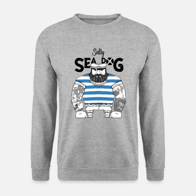 "Salty Sea Dog" Seemann aesthetic Seefahrer Design - Unisex Pullover - Weißgrau meliert