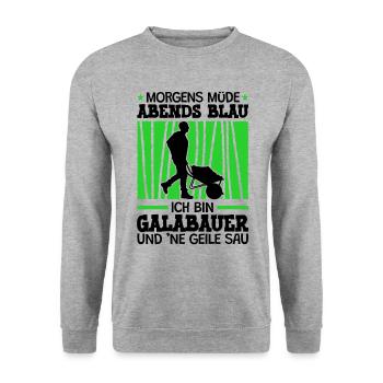 Ich bin Galabauer Galabau Landschaftsgärtner - Unisex Pullover - Weißgrau meliert - Vorne - Alina (178cm) & Michal (187cm)