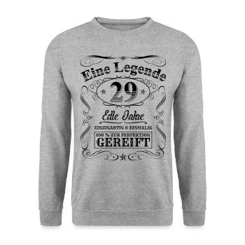 Legende 29 Jahre 29. Geburtstag Männer Frauen - Unisex Pullover - Weißgrau meliert - Vorne - Alina (178cm) & Michal (187cm)