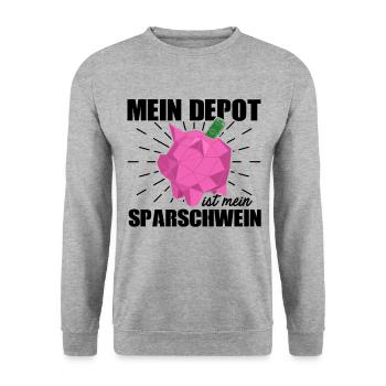 Mein Depot Ist Mein Sparschwein Aktionär Investier - Unisex Pullover - Weißgrau meliert - Vorne - Alina (178cm) & Michal (187cm)