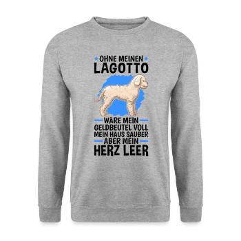Lagotto Herz leer Wasserhund Lagotto Romagnolo - Unisex Pullover - Weißgrau meliert - Vorne - Alina (178cm) & Michal (187cm)
