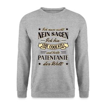 Patentante Spruch - Coolste und beste Patentanten - Unisex Pullover - Weißgrau meliert - Vorne - Alina (178cm) & Michal (187cm)