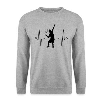 Tennis Heartbeat - Sweat-shirt Unisexe - gris chiné - Devant - Alina (178cm) & Michal (187cm)