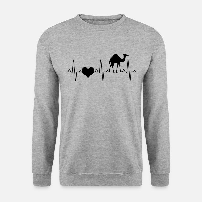 Dromedar Kamel Herzschlag - Unisex Pullover - Weißgrau meliert