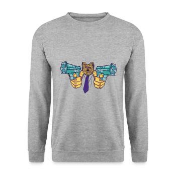 Agent de chien Yorkshire Terrier avec pistolets - Sweat-shirt Unisexe - gris chiné - Devant - Alina (178cm) & Michal (187cm)