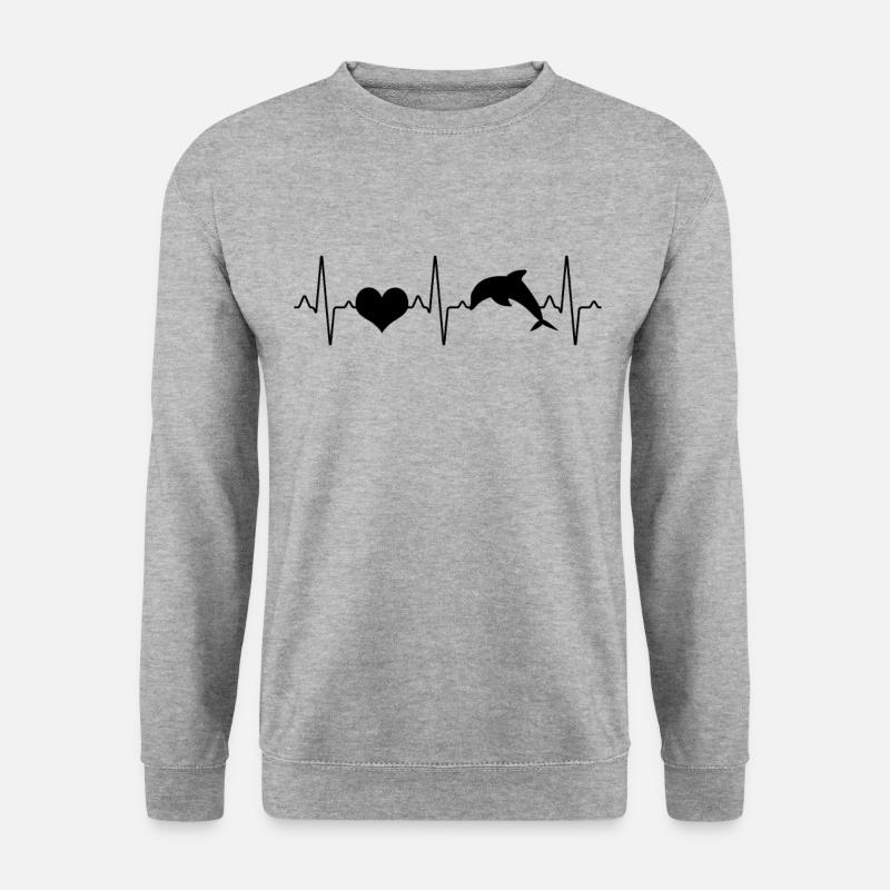 Delfin Herzschlag - Unisex Pullover - Weißgrau meliert
