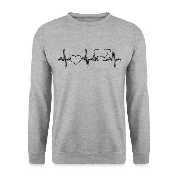 Cow Beef Heartbeat - Unisex Sweatshirt - salt & pepper - Front - Alina (178cm) & Michal (187cm)