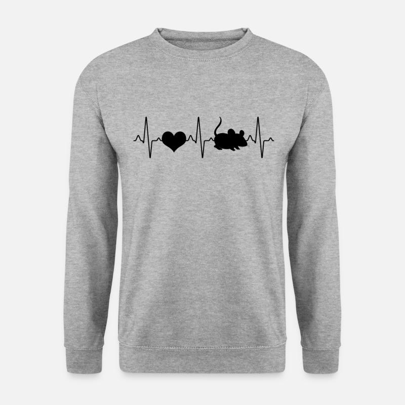 Maus Herzschlag - Unisex Pullover - Weißgrau meliert