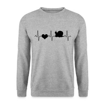Snail Heartbeat - Unisex Sweatshirt - salt & pepper - Front - Alina (178cm) & Michal (187cm)