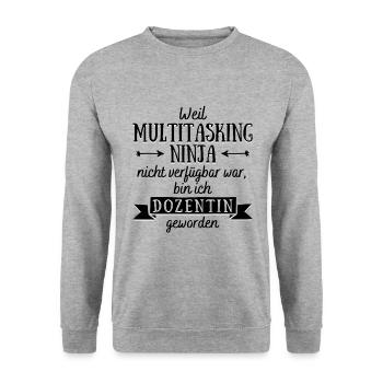 Dozentin Multitasking Ninja für Frauen - Unisex Pullover - Weißgrau meliert - Vorne - Alina (178cm) & Michal (187cm)