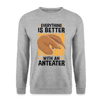 Tout va mieux avec fourmiliers fourmiliers fourmilier - Sweat-shirt Unisexe - gris chiné - Devant - Alina (178cm) & Michal (187cm)
