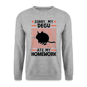 Degu hat meine Hausaufgaben gefressen - Unisex Pullover - Weißgrau meliert - Vorne - Alina (178cm) & Michal (187cm)
