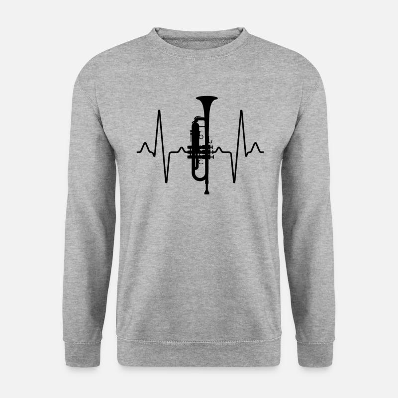 Trompete Herzschlag - Unisex Pullover - Weißgrau meliert