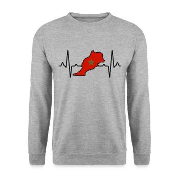 Marokko Herzschlag - Unisex Pullover - Weißgrau meliert - Vorne - Alina (178cm) & Michal (187cm)