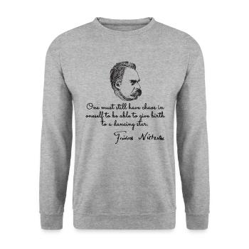 Philosopher nietzsche - Unisex Sweatshirt - salt & pepper - Front - Alina (178cm) & Michal (187cm)