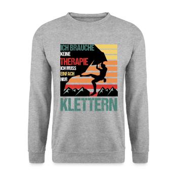 Ich Brauche Keine Therapie Bouldern Kletterer Fels - Unisex Pullover - Weißgrau meliert - Vorne - Alina (178cm) & Michal (187cm)