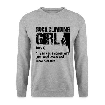 Rock Climbing Girl Noun Mountaineering Bouldering - Unisex Pullover - Weißgrau meliert - Vorne - Alina (178cm) & Michal (187cm)