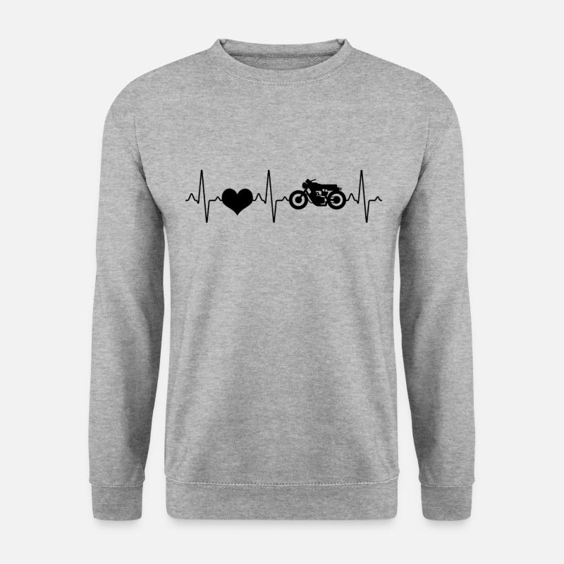Motorrad Herzschlag - Unisex Pullover - Weißgrau meliert