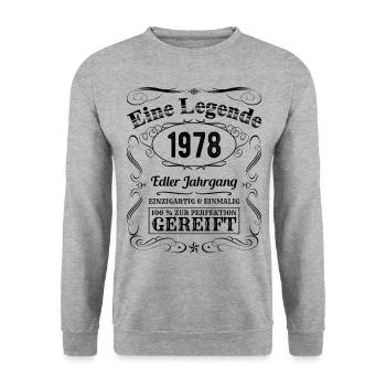 Legende 1978 Geburtstag Geburtsjahr 1978 Männer - Unisex Pullover - Weißgrau meliert - Vorne - Alina (178cm) & Michal (187cm)