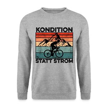 Kondition Statt Strom Rennradfahrer Radsport Fahrr - Unisex Pullover - Weißgrau meliert - Vorne - Alina (178cm) & Michal (187cm)