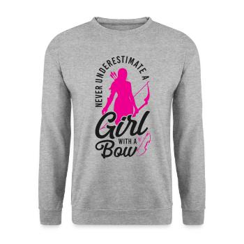 Archery Bow Archer Girl Vintage - Unisex Sweatshirt - salt & pepper - Front - Alina (178cm) & Michal (187cm)