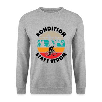 Kondition Statt Strom Rennradfahrer Radsport Fahrr - Unisex Pullover - Weißgrau meliert - Vorne - Alina (178cm) & Michal (187cm)