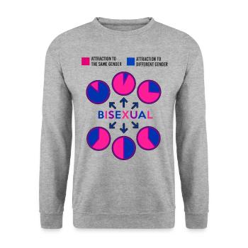 Graphique à secteurs bisexuel Bi Pride Flag - Sweat-shirt Unisexe - gris chiné - Devant - Alina (178cm) & Michal (187cm)