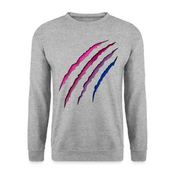 Bisexuel Bi Pride Flag Scratch - Sweat-shirt Unisexe - gris chiné - Devant - Alina (178cm) & Michal (187cm)