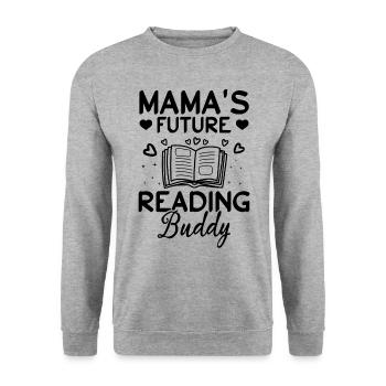 Mama's Future Reading Buddy Buchliebhaber Buch - Unisex Pullover - Weißgrau meliert - Vorne - Alina (178cm) & Michal (187cm)