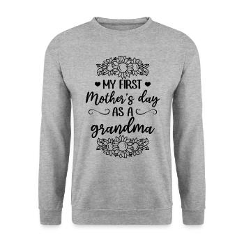 Mother's Day Grandma My first Mother's Day as Grandma - Unisex Sweatshirt - salt & pepper - Front - Alina (178cm) & Michal (187cm)