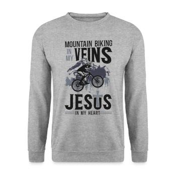 Enduro MTB Mountain Bike Riding - Unisex Sweatshirt - salt & pepper - Front - Alina (178cm) & Michal (187cm)