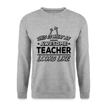 This Is What An Awesome Teacher Looks Like Teachin - Unisex Pullover - Weißgrau meliert - Vorne - Alina (178cm) & Michal (187cm)