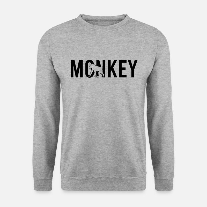 Affe monkey - Unisex Pullover - Weißgrau meliert