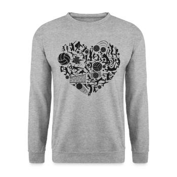 Volleyball Player Team Heart - Unisex Sweatshirt - salt & pepper - Front - Alina (178cm) & Michal (187cm)