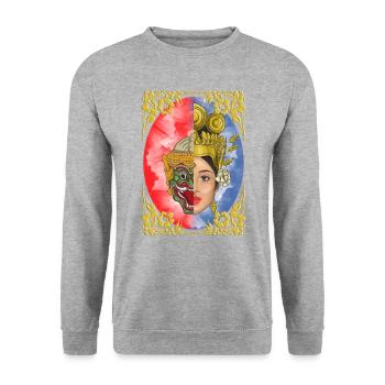 Kambodscha Reamker Tanz Khmer Apsara I Geschenk - Unisex Pullover - Weißgrau meliert - Vorne - Alina (178cm) & Michal (187cm)