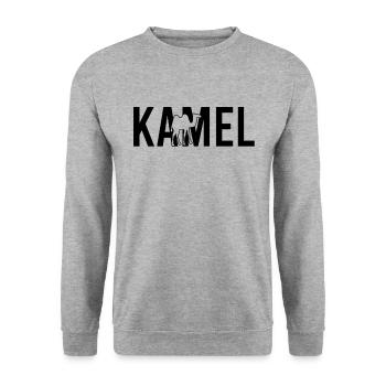 Kamel - Unisex Pullover - Weißgrau meliert - Vorne - Alina (178cm) & Michal (187cm)