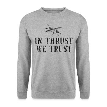 Airplane Pilot Pun Vintage In - Unisex Pullover - Weißgrau meliert - Vorne - Alina (178cm) & Michal (187cm)