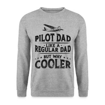 Airplane Pilot Dad Father Vintage - Unisex Sweatshirt - salt & pepper - Front - Alina (178cm) & Michal (187cm)