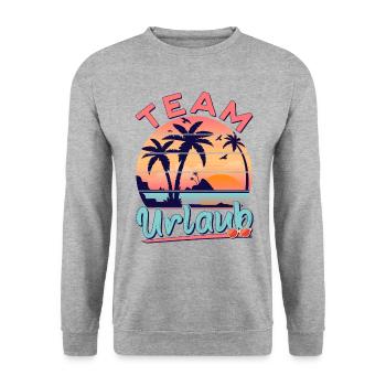Urlaub Strand Strandurlaub Palmen Familie Sommer - Unisex Pullover - Weißgrau meliert - Vorne - Alina (178cm) & Michal (187cm)