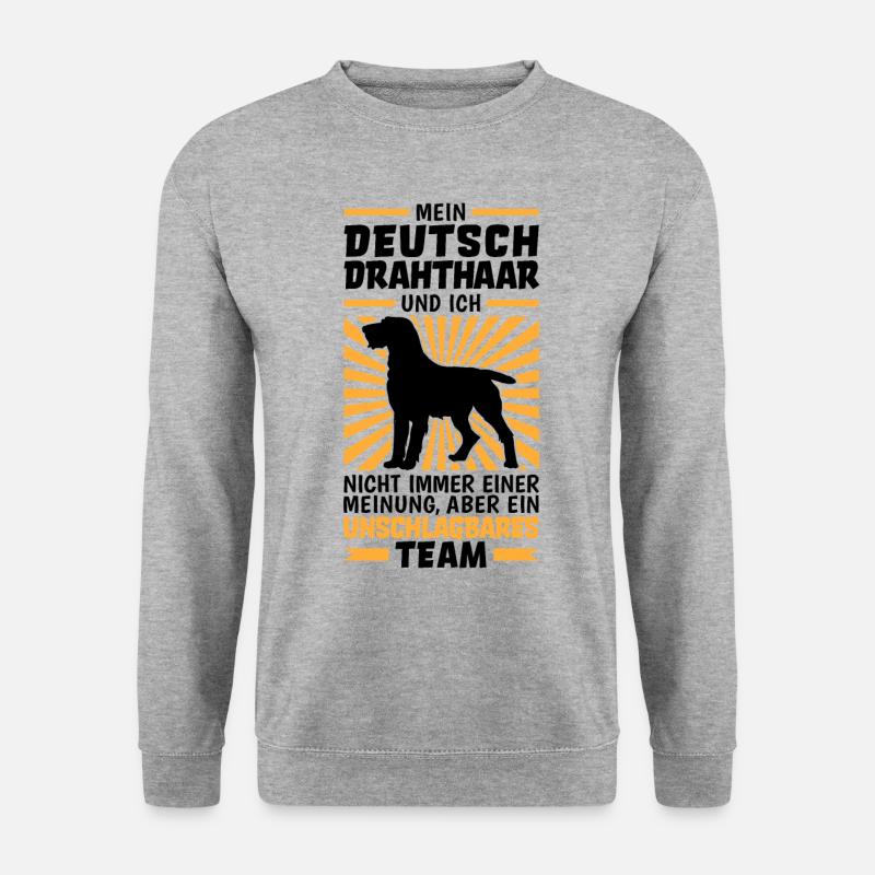 Mein Deutsch Drahthaar und Ich sind unschlagbar - Unisex Pullover - Weißgrau meliert