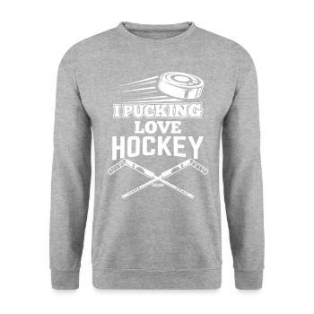 I love ice hockey saying - Unisex Sweatshirt - salt & pepper - Front - Alina (178cm) & Michal (187cm)