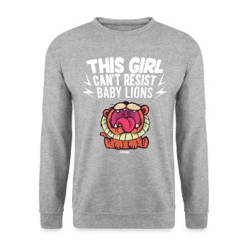 Löwe Mädchen Tierliebhaber - Unisex Pullover - Weißgrau meliert - Vorne - Alina (178cm) & Michal (187cm)