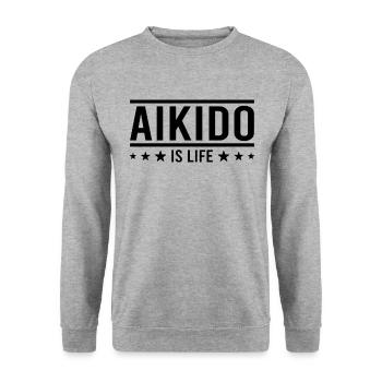 Aikido Spruch - Unisex Pullover - Weißgrau meliert - Vorne - Alina (178cm) & Michal (187cm)
